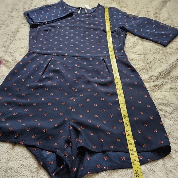 Romper Navy blue with small fox print Size 10 DIVIDED - Picture 10 of 15